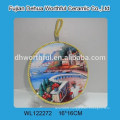 Round shape ceramic pot holders with lifting rope